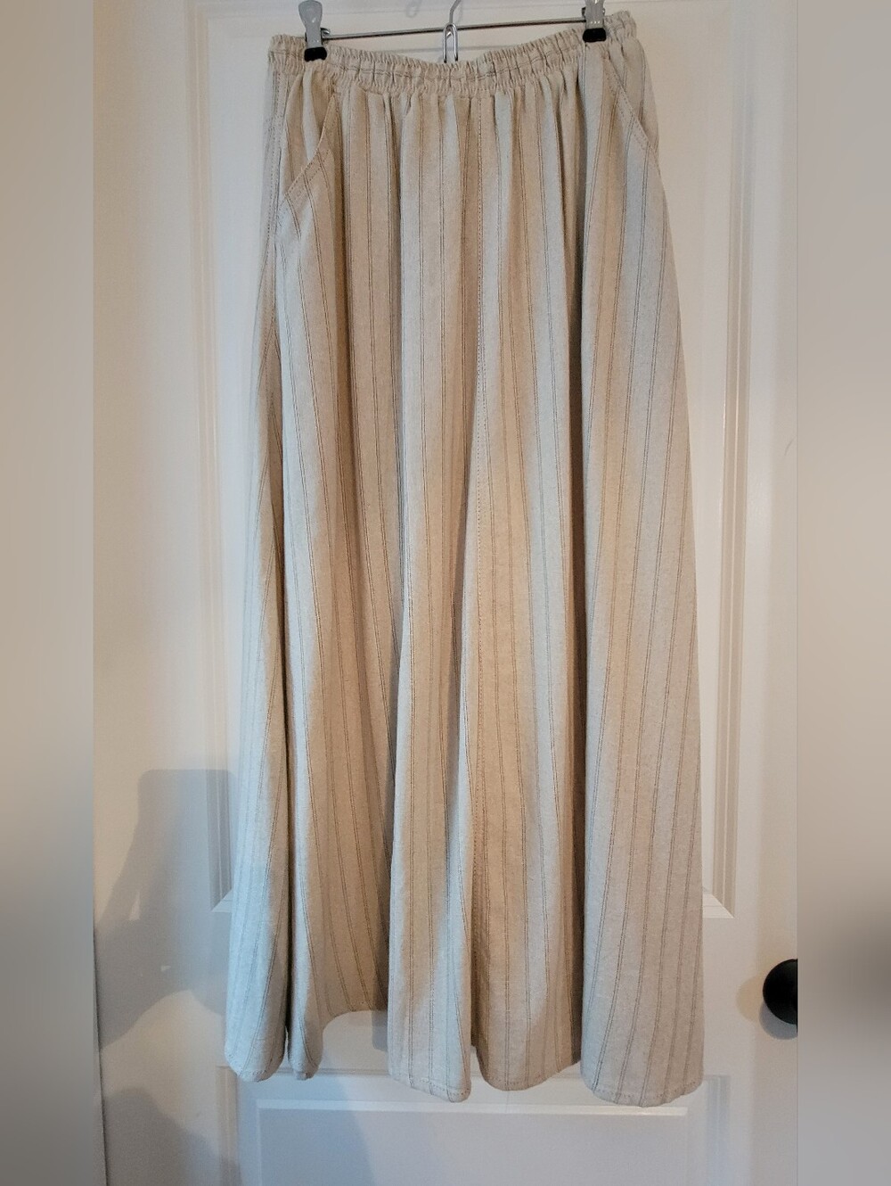 Beige Pinstripe Maxi Skirt